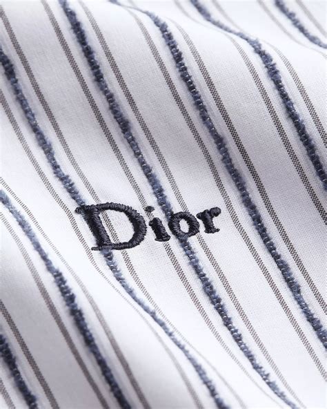 Kids' Shirt Blue and Gray Striped Cotton Poplin | DIOR IN