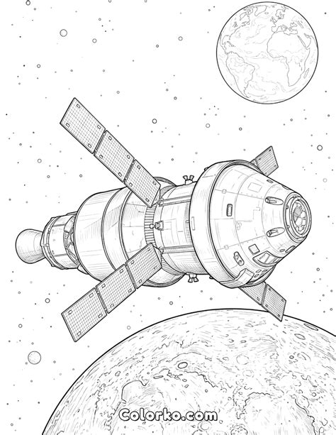 Orion Spacecraft Orbiting the Moon - Free Printable Coloring Pages for Kids