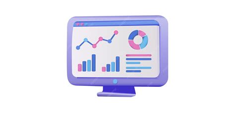 3d render of a monitor displaying data charts and graphs | Premium Vector