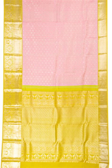 Baby Blush Pink Kanjivaram Tissue Silk Saree With Floral Design 100767 ...