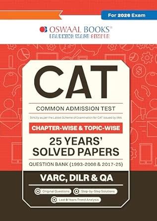 Buy Oswaal CAT (COMMON ADMISSION TEST) | 25 Years’| Chapterwise ...