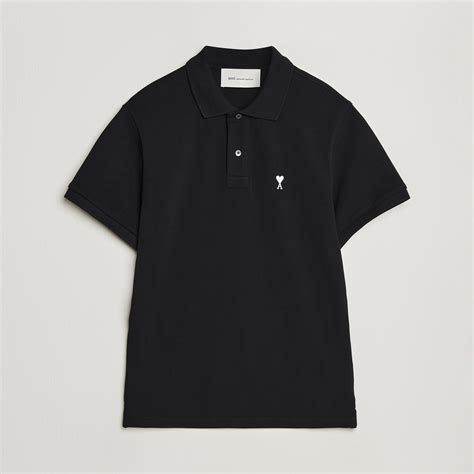 AMI Contrast Heart Logo Polo Black at CareOfCarl.com