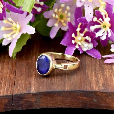 Buy 18k Gold Vermeil Blue Sapphire Ring, 925 Sterling Silver Minimalist ...