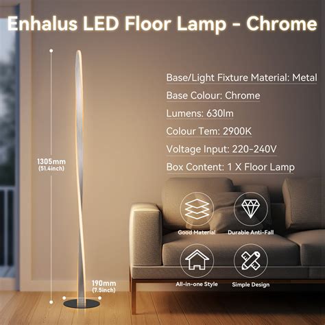 LED Floor Lamp Chrome | Enhalus Brushed Style