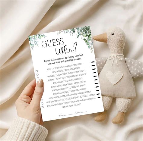 Baby Shower Game Guess Who Game - Physical Item - Fun Baby Shower Quiz ...