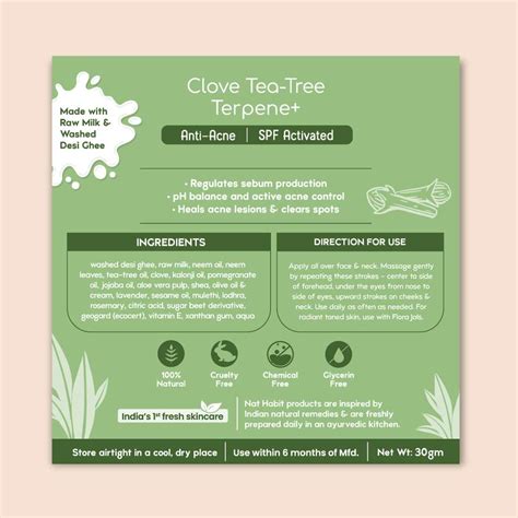 Nat Habit Anti-Acne Fresh Whipped Malai Face Cream with Clove, Tea Tree ...