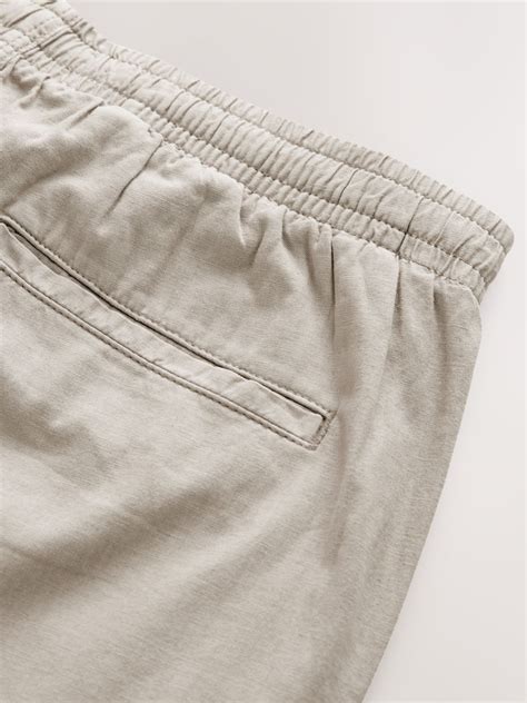 Buy Stone Relaxed Fit Linen Cotton Blend Trousers With Elasticated ...