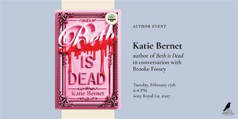Book Talk and Signing: "Beth is Dead" with Katie Bernet, Bird's ...