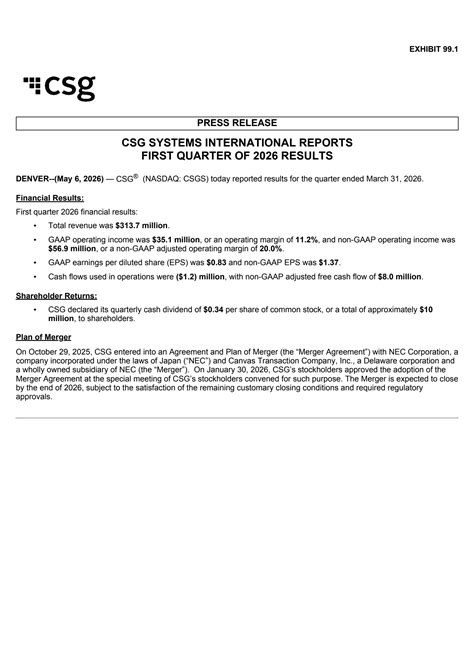 CSGS Q1 2026 Earnings Report on 5/6/2026
