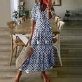Taqqpue Women's Plus Size 3/4 Sleeve V Neck Maxi Dress Casual Floral ...