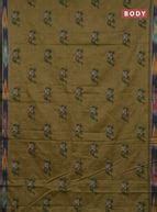 Narayanpet cotton saree elaichi green and sap green with block prints ...