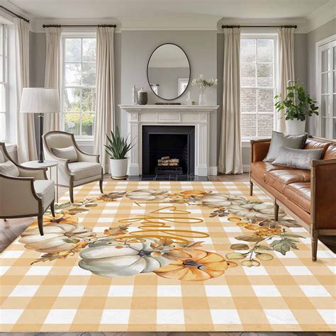 8'x10' Area Rugs, Orange Checkered Fall Indoor Outdoor Area Rug for ...