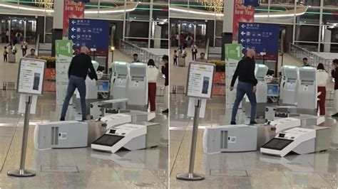 UK man caught on camera smashing kiosks with metal rod at Hong Kong airport