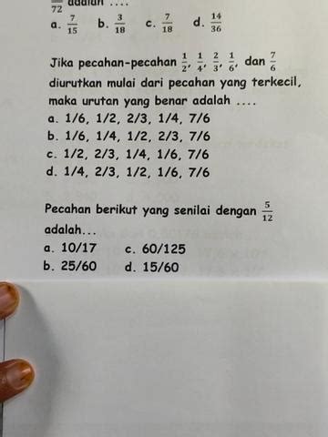 Soal Sumatif Bab 2 no 3 Matematika SMP Kelas 7 tentang PECAHAN. #math ...
