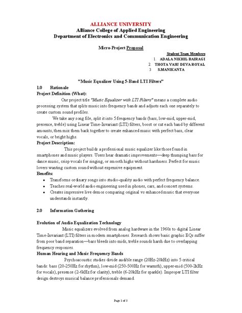 NVS-SS: Proposal for LTI-Based Audio Equalizer Project - Studocu