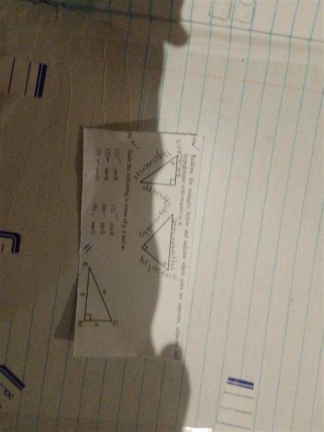 a) Redraw the triangles below and indicate