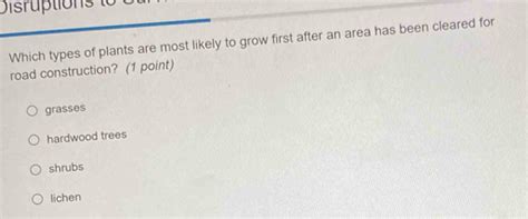Solved: Disrptio t Which types of plants are most likely to grow first ...