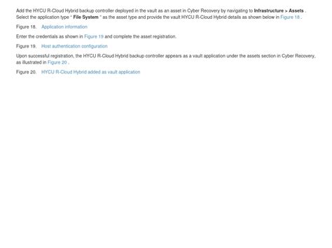 Add HYCU R-Cloud Hybrid in the Vault as an asset in Cyber Recovery ...