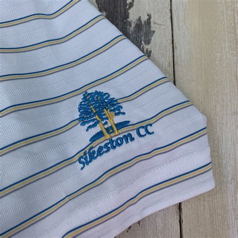 ADIDAS - Climacool White Striped Golf Shirt, Sikeston MO C.C., Mens LARGE