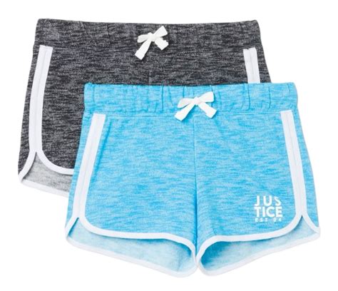 Justice Girls Dolphin Shorts Set Size 10 Cotton Logo, 2 Pairs