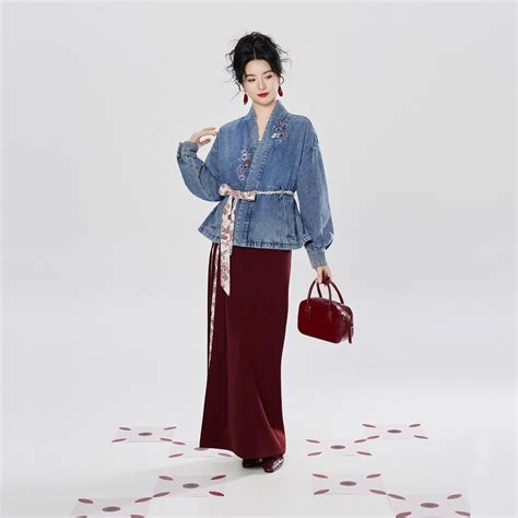 Hong Kong Beauty | New Chinese Style Denim Jacket and Skirt Set – Hanfu ...