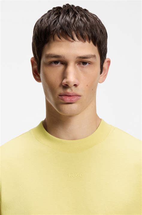 HUGO - Relaxed-fit T-shirt in cotton jersey with logo print - Yellow