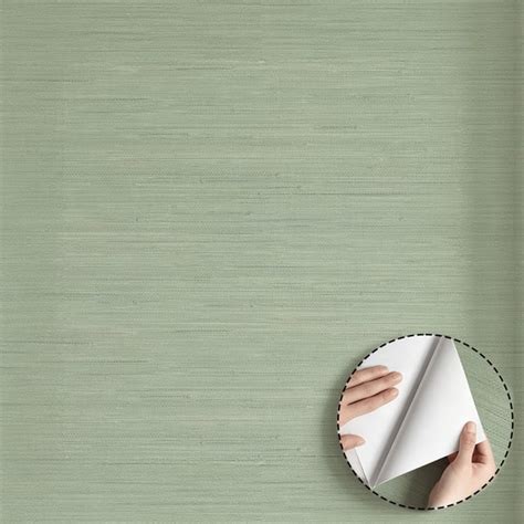 Sage Green Grasscloth Wallpaper，