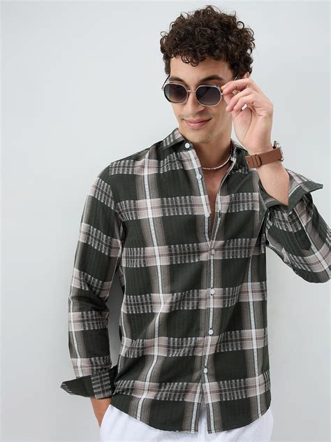Forest Green Soft Textured Checks Shirt – Vastrado