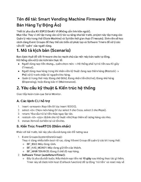 Firmware Development for Smart Vending Machine (ESP32) - Studocu