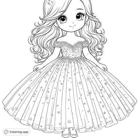 Elegant Gown Princess - Coloring.app