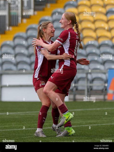 Worcester, United Kingdom. 12 April, 2026.Fay Noble congratulated Angel Dade of Northampton Town ...