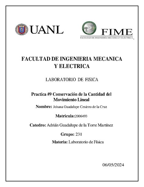 Laboratorio de Física: Conservación de la Cantidad de Movimiento Lineal ...