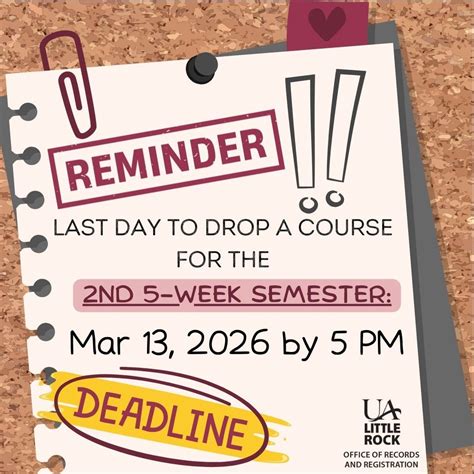 2nd 5-Week Term Drop Deadline Approaching - Student Records - UA Little ...