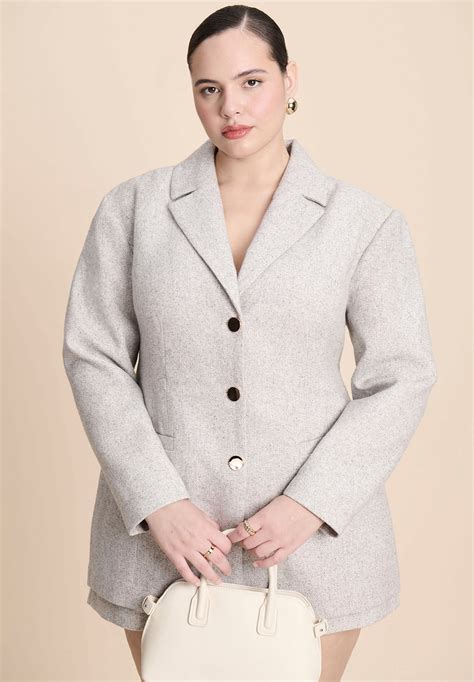 ELOQUII Women's Plus Size Nipped Waist Wool Blend Blazer With Back ...