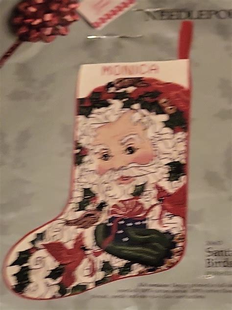 Something Special Santa and Birds Cross Stitch Stocking Kit, Used