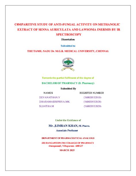 Comparative Study of Antifungal Activity of Senna Auriculata & Lawsonia ...