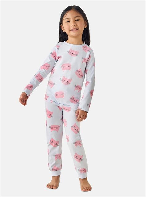 Buy Juniors Cat Print Long Sleeves T-shirt and Pyjama Set Online at ...