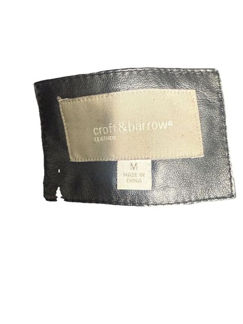 Croft Barrow womens leather jacket black size m zip front quilted lined ...