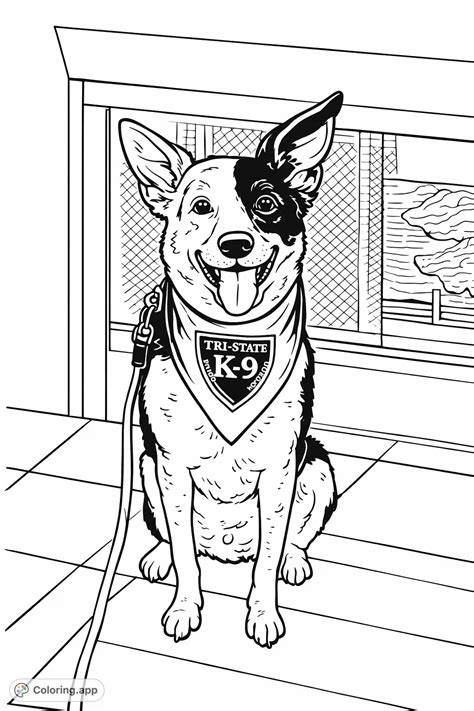 Happy K-9 Dog Portrait - Coloring.app