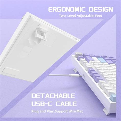 AJAZZ AK820 wired gaming ergonomic mechanical keyboard 75% layout full ...