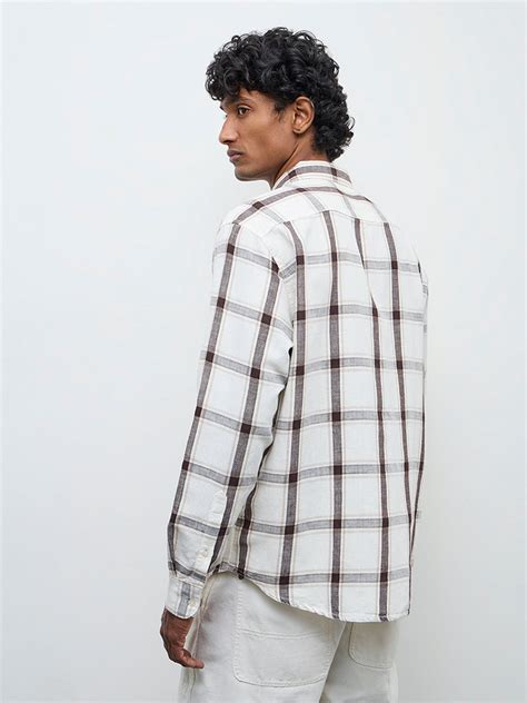 Buy WES Casuals Off-White Check Relaxed Fit Cotton-Blend Shirt from ...
