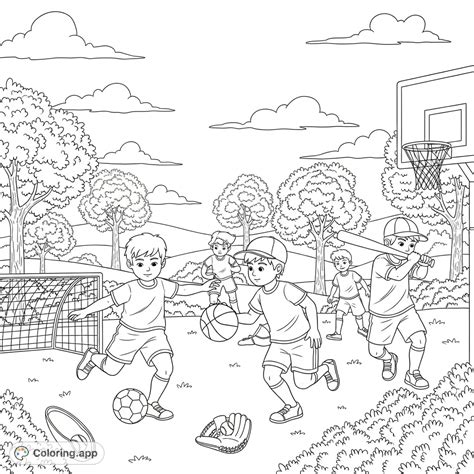 Kids Playing Sports Fun - Coloring.app