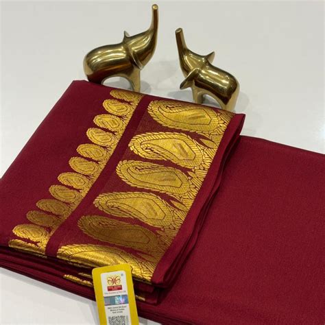 Pure Mysore Silk Saree | Double Mango Border | Raj Silk Villa