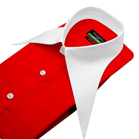 Buy Men's Red Extreme Long Pointed Collar Shirt, Vintage Spearpoint ...