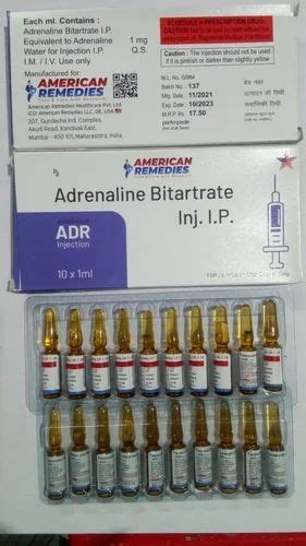 1 mg ADR Injection Adrenaline Injection at ₹ 395/piece | Adrenaline ...