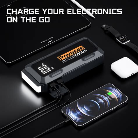 5000A Car Jump Starter Power Bank with 3-inch LCD Display