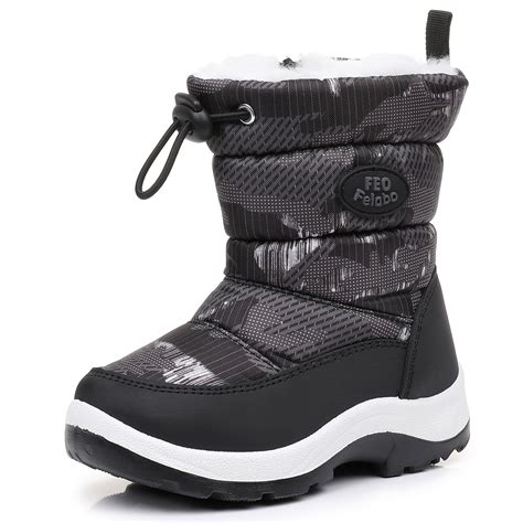 Felabo Kids Snow Boots for Boys Girls Water Resistant Insulated Winter ...