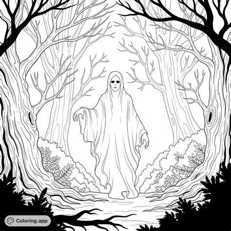 Ghost Man in Spooky Forest - Coloring.app