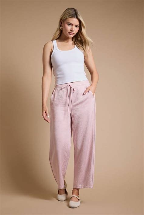 Blush Dorothy Perkins Petite Satin Relaxed Drawstring Contrast Trouser ...