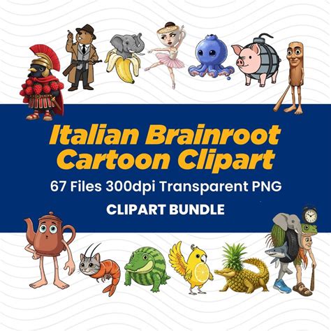 Italian Brainrot Cartoon Clipart Bundle | Surreal Meme Characters PNG ...